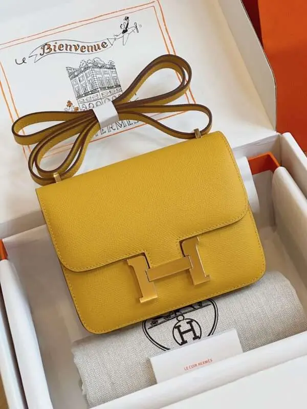 Hermes Constance Bag Epsom Gold Yellow Handbags 19cm
