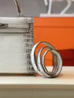 Hermes Kelly 25 Himalaya Albino Genuine Crocodile Leather Palladium Hardware - Image 2