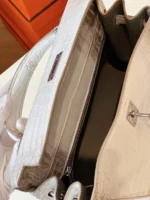 Hermes Kelly 25 Himalaya Albino Genuine Crocodile Leather Palladium Hardware - Image 9