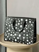 Louis Vuitton LV On The Go Black Polka Dot Pattern Handbags 35x27x14cm