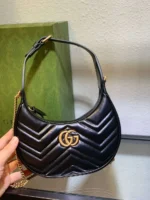 Gucci GG Marmont Half Moon Luxury Handbag Black 24cm - Image 6