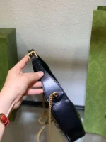 Gucci GG Marmont Half Moon Luxury Handbag Black 24cm - Image 2