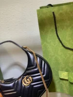 Gucci GG Marmont Half Moon Luxury Handbag Black 24cm - Image 5