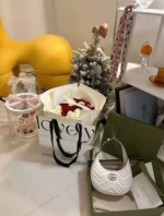 Gucci GG Marmont Half Moon Luxury Handbag White 24cm - Image 2