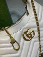 Gucci GG Marmont Half Moon Luxury Handbag White 24cm - Image 5