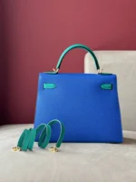 Hermes Kelly 28 Epsom Light Blue/ Electric Blue Palladium Hardware - Image 2