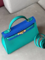 Hermes Kelly 28 Epsom Light Blue/ Electric Blue Palladium Hardware - Image 7