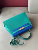 Hermes Kelly 28 Epsom Light Blue/ Electric Blue Palladium Hardware - Image 5