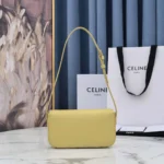 Celine Triomphe Handbag Bright Yellow Super Smooth Leather 20x12cm - Image 3