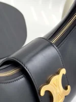 Celine Triomphe Curved Black Matte Leather 23x14x7cm - Image 5