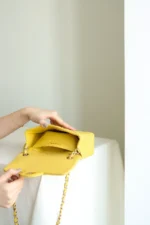 Chanel Classic Flap Mini Like Auth Handbag Womans Yellow 20cm - Image 2
