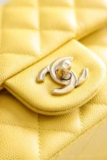 Chanel Classic Flap Mini Like Auth Handbag Womans Yellow 20cm - Image 3