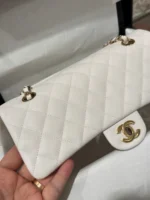 Tui Xach Chanel Classic Nu Da Hat Mau Trang Replica 11 Cao Cap 25cm 7