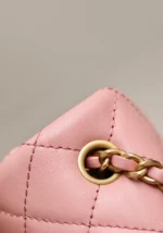 Chanel Classic Womans 11 Handbag Pink With Bag Handle Bell 18cm - Image 8