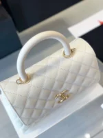Chanel Coco Replica 11 Handbag Lizard Skin White With Lock Gold 23cm - Image 4
