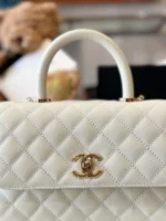 Chanel Coco Replica 11 Handbag Lizard Skin White With Lock Gold 23cm - Image 3
