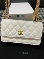 Chanel Woc Charm Handbags White Lizard Skin With Lock Pattern Bag 20cm - Image 7