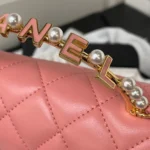 Chanel Woc Pink Handbags With Pearl Handle 11.5×14.5×5.5cm - Image 4