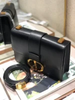 Dior 30 Montaigne Super High-Quality Women's Handbag Black with Gold Lock 24x17x8cm - Image 7