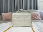 Dior Plaid Replica 1:1 High Quality Handbag Smooth White Leather 18cm - Image 6