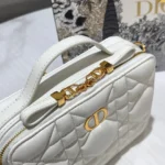 Dior Plaid Replica 1:1 High Quality Handbag Smooth White Leather 18cm - Image 3