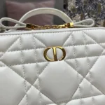 Dior Plaid Replica 1:1 High Quality Handbag Smooth White Leather 18cm - Image 2