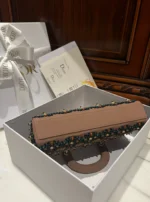Dior D-Joy Medium Handbag With Beaded Pattern Like Auth 26cm - Image 3