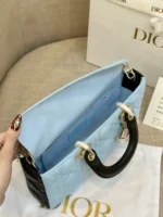 Dior D-Joy Women's Handbag, Ice Blue Cowhide Leather, Like Auth 26cm - Image 3