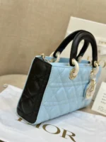 Dior D-Joy Women's Handbag, Ice Blue Cowhide Leather, Like Auth 26cm - Image 5
