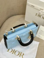 Dior D-Joy Women's Handbag, Ice Blue Cowhide Leather, Like Auth 26cm - Image 4