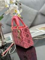 Tui Xach Dior Lady Mau Hong Sieu Cap Dinh Hat Cuom 17x15x7cm 7