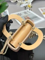 Dior Lady Super Yellow Beaded Handbag 17x15x7cm - Image 4