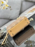 Dior Lady Super Yellow Beaded Handbag 17x15x7cm - Image 3