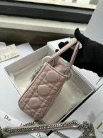 Dior Lady Mini 3-Pocket Handbag Rep 1:1 High-Quality Pink 17cm - Image 7