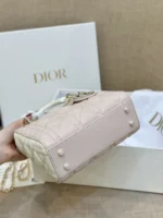 Dior Lady Mini Handbag for Women Pink Cowhide Like Auth 18cm - Image 2