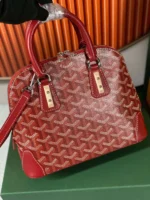 Goyard Alma Vedome Red Super Quality Handbag With Fabric Wrapped Leather Strap 24cm - Image 5