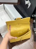 Chanel Classic Sheepskin Yellow Womans Handbags Like Auth 23cm - Image 2