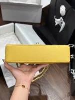 Chanel Classic Sheepskin Yellow Womans Handbags Like Auth 23cm - Image 3