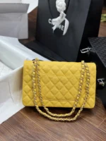 Chanel Classic Sheepskin Yellow Womans Handbags Like Auth 23cm - Image 8