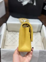 Chanel Classic Sheepskin Yellow Womans Handbags Like Auth 23cm - Image 5