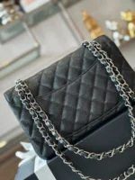 Chanel Classic 11 Handbags Womans Black Leather Lock Silver 23cm - Image 4