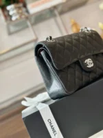 Chanel Classic 11 Handbags Womans Black Leather Lock Silver 23cm - Image 3