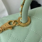 Chanel Coco Pastel Blue Handbags With Lock Gold 24cm - Image 6