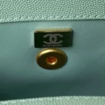 Chanel Coco Pastel Blue Handbags With Lock Gold 24cm - Image 3