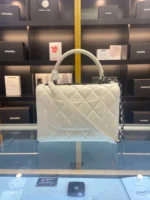Chanel Trendy White Smooth Leather With Lock Black Handbags 25cm - Image 8