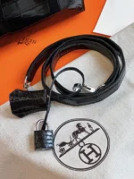 Hermes Kelly 28 Black Genuine Crocodile Leather Palladium Hardware - Image 7