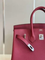 Hermes Birkin PHW Da Togo Handbags Dark Red 25cm - Image 4