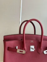 Hermes Birkin PHW Da Togo Handbags Dark Red 25cm - Image 3