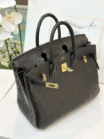 Hermes Birkin 25 Black Ostrich Leather Gold Hardware - Image 5