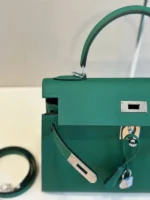 Hermes Kelly 28 Green Epsom Leather Palladium Hardware - Image 4